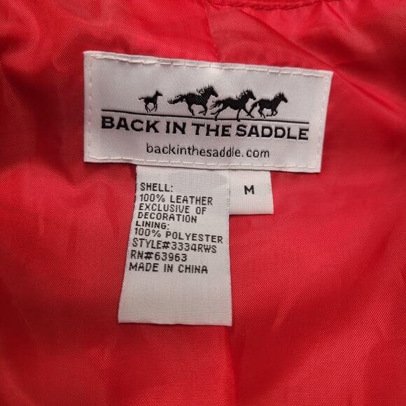 VTG Back In The Saddle Vest Medium Red Suede Leather Western Studs Cowgirl Rodeo - Picture 3 of 9